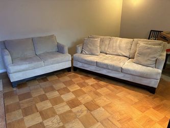 Plush Beige Sofa & Loveseat Living Room Set - Need Gone Today!