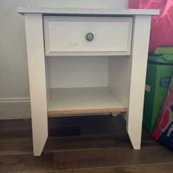 White Drawer Nightstand with Drawer and Open Compartment