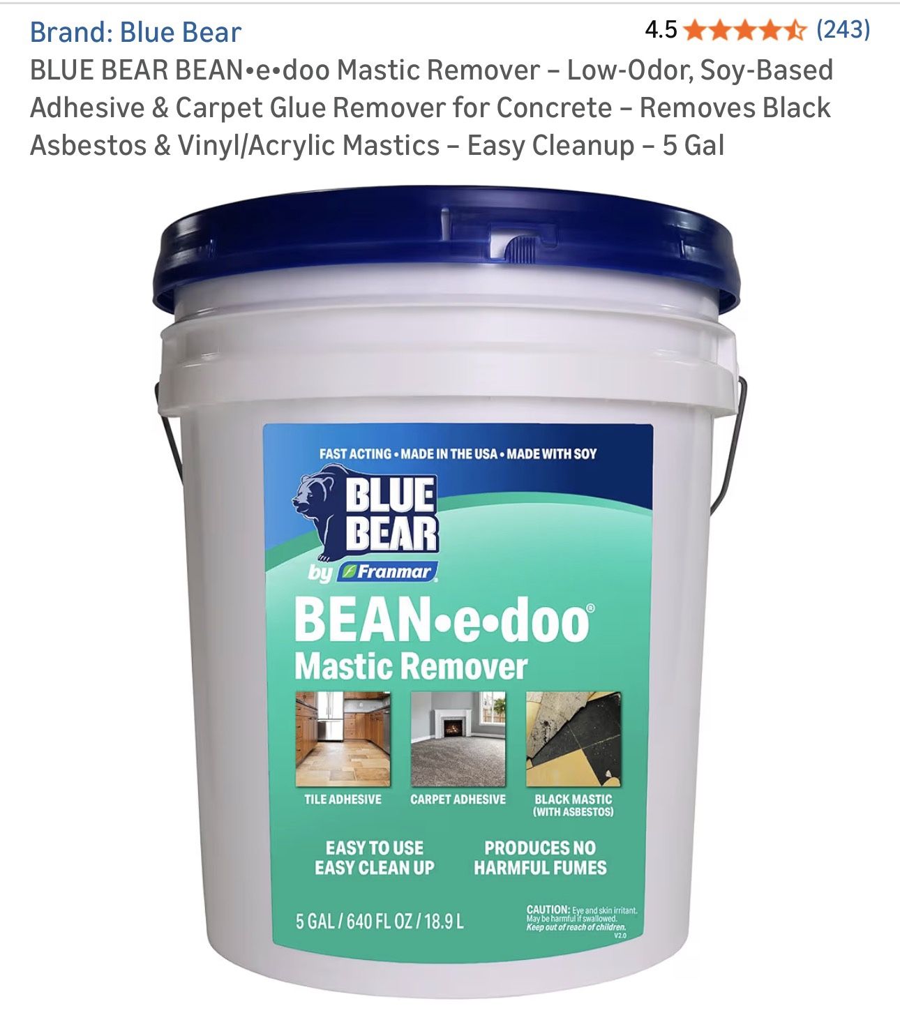 Blue Bear BEAN e doo Mastic Remover