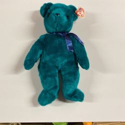 Ty Beanie Buddy Teal Teddy Bear Old Face Retired 13" 2000 Soft Rare !