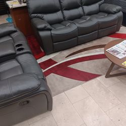*Weekly Feature!!!*---Bold Madrid Gray Leather Reclining Sofa/Loveseat Sets---Delivery And Financing Available🫡