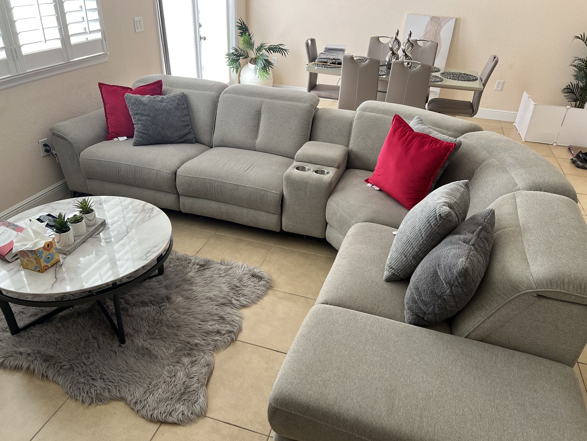 Gray 5 Pc Dual Powered Recliner Sectional Only