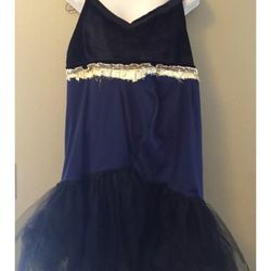 Handmade Navy Black Tutu Dress Dance Halloween Costume Gold Trim Goddess Swan XL