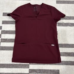 XS FIGS burgundy Scrub top