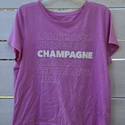 J Crew Collector Tee Champagne Bubbly Lovers Women's XL Pink Graphic SS T-Shirt