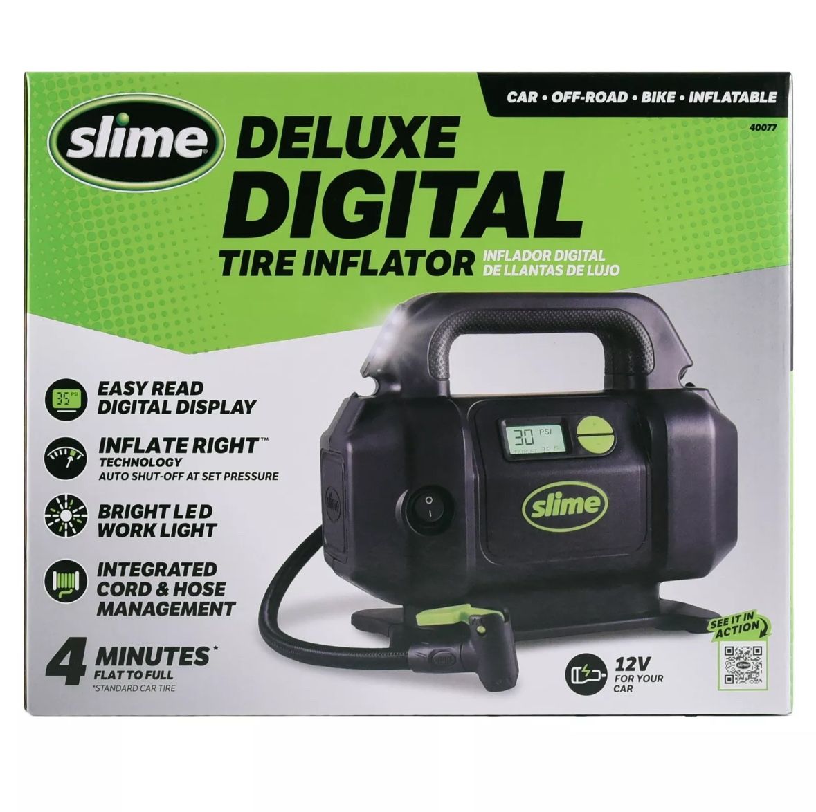 Slime Deluxe Digital Tire Inflator Air Pump 12 Volt