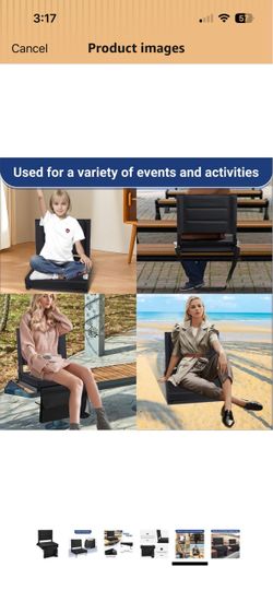 Brand New!Stadium Seat for Bleachers with Back Support and Thick Padded Cushion Portable Bleacher Seat with Shoulder Strap, Wide Stadium Seat Chair In