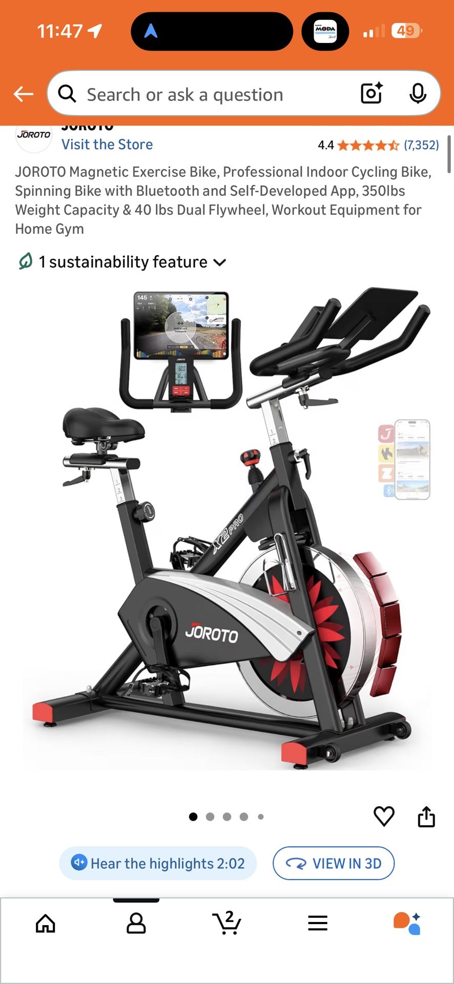 JOROTO Magnetic Exercise Bike, Professional Indoor Cycling Bike, 350 Lbs Weight Capacity 
