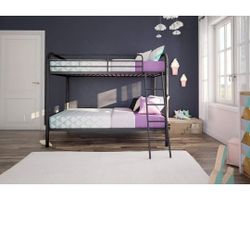 DHP Twin-Over-Twin Bunk Bed With Metal Frame And Ladder