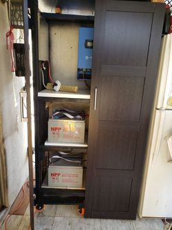 Rolling Solar / Battery Cabinet with Shelves – Cabinet Only