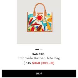 The Sandro Embroidered Kasbah tote bag has been listed for approximately $515.00