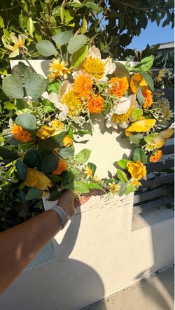 Wreath of Roses and Yellow Flowers