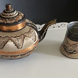 Vintage Round Copper Kettle Teapot, Solid Engraved Copper Tea Kettle, Stovetop Kettle And Milk Tea Kettle