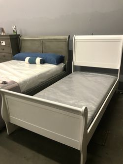 White sleigh twin bed frame - brand new