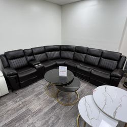 Power Recliner Sectional With Bluetooth Speaker And LED