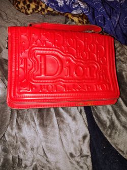 Dior Embossed Red Clutch Handbag