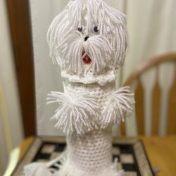 Handmade Knitting Bottle Cover Dog White Color Sale Without Bottle