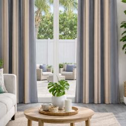 Gray Striped Curtain Panels - Set of 4 (52” x 84”)