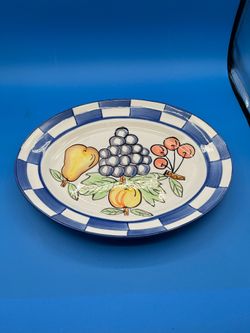 Tabletops Unlimited checker fruit oval plate