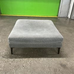 West Elm Andes Ottoman | Mineral Grey Velvet - FREE DELIVERY