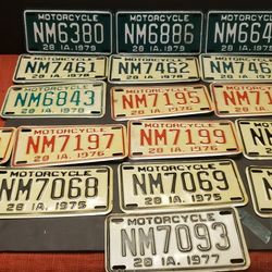 Vintage 1970s MOTORCYCLE License Plates - 18 total