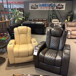 Top Grain Leather Power Recliner - Transformer Collections 