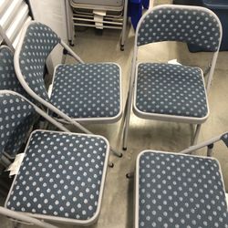 (4) Cushioned Metal Framed Adjustable Folding Chairs. 