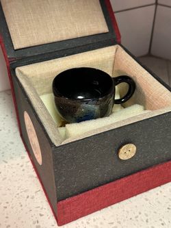 Glazed Ceramic Espresso Cup in Custom Housing