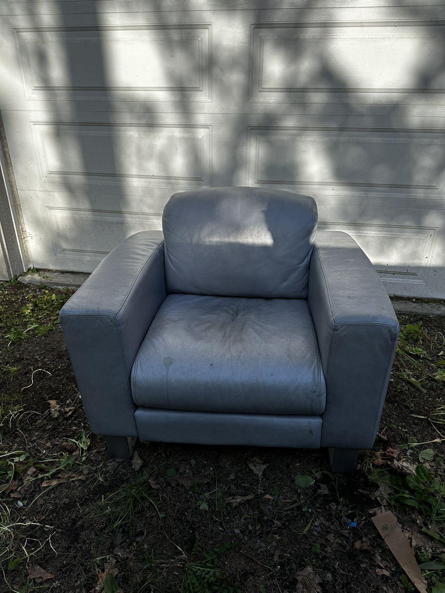 Blue Leather Armchair 