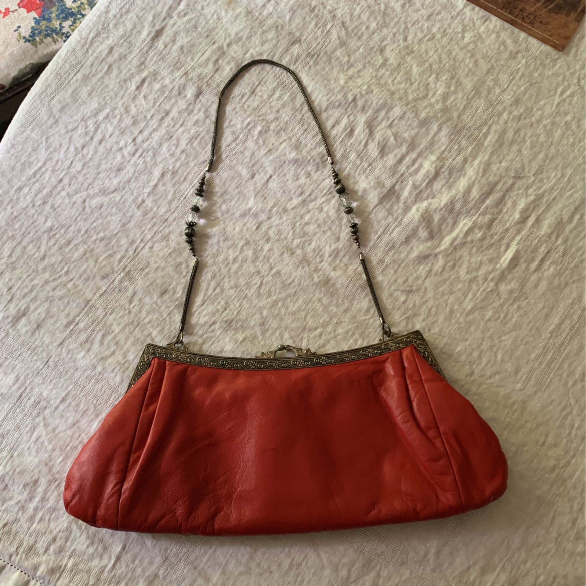 Red Vintage Leather Purse 