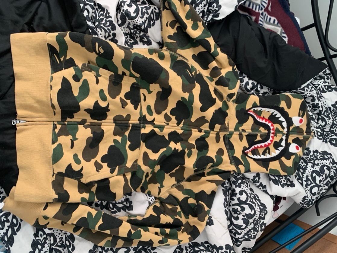 BAPE 1st Camo Shark Full Zip Hoodie ‘Yellow’