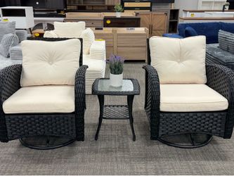 Piece Outdoor Patio Furniture Set with 360 Degree Swivel Glider Chairs and Coffee Table (Black+Beige)  💰188$