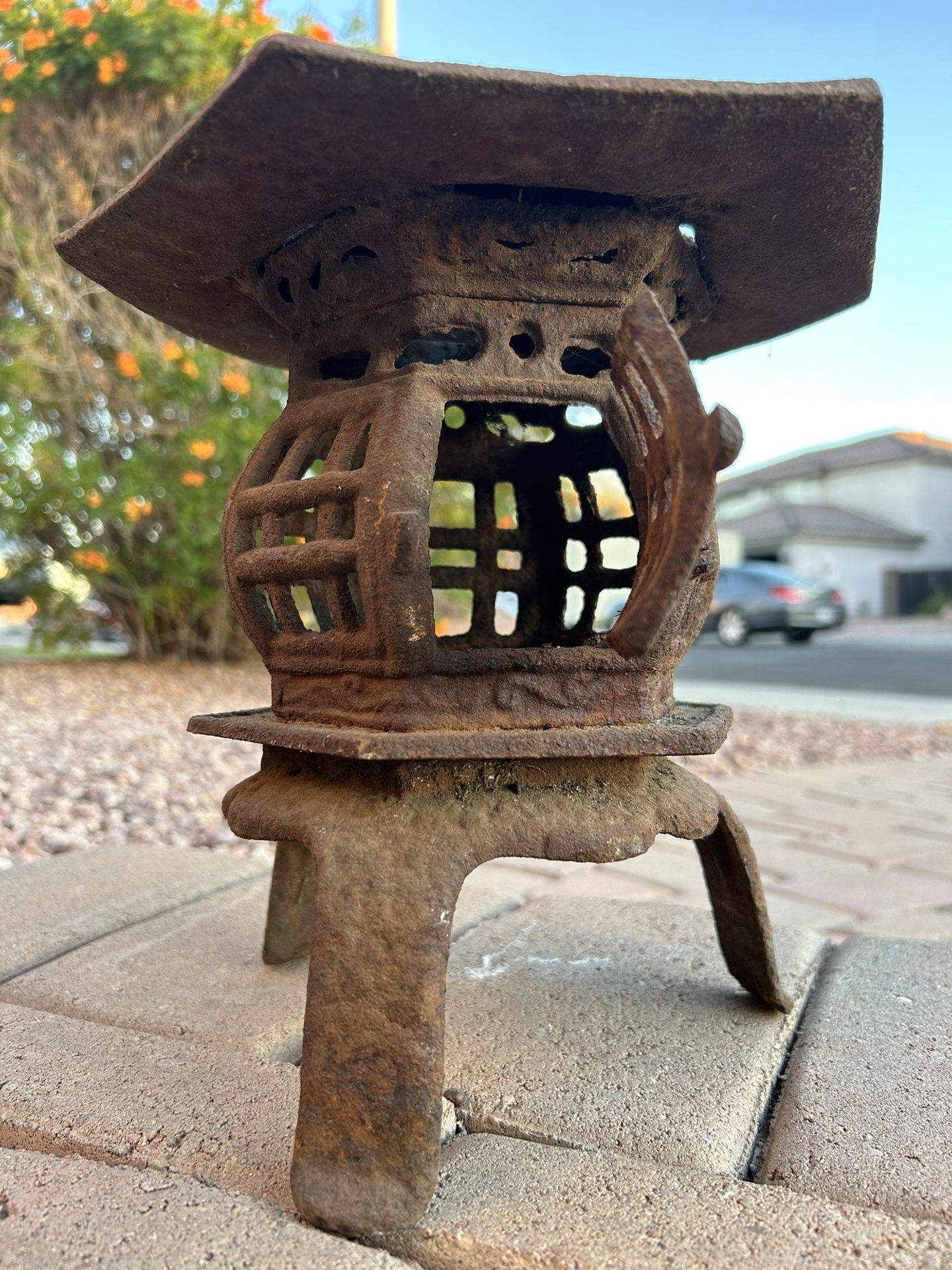 Vintage Japanese Cast Iron Candle Lantern!