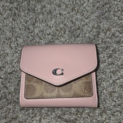 Coach pink trifold wallet