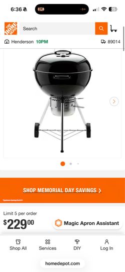 Original Kettle Premium 22 in. Charcoal Grill in Black with Built-In Thermometer