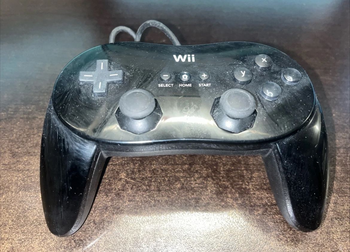 Official Nintendo Wii Pro Controller Classic Black RVL-005 OEM Tested Working
