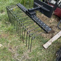 Dingo Landscape Rake Attachment fits Mini Skid Steer: Hay or Leaf Rake 48in, 2-in-1 Combo 