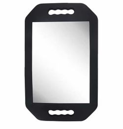 HREW Handle Mirror Large Rectangular Hand Held Mirror with Double Handle - Lightweight Hair Salon Equipment Hairstylist and Barber Accessories (1Pcs R