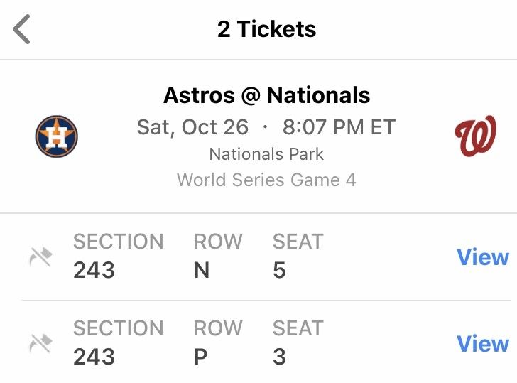 World Series 10/26 game tickets