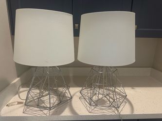 Pair of Geometric Wire Table Lamps