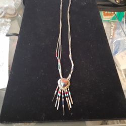 Liquid Sterling Silver Necklace with Sterling Silver Charm  By Hopi