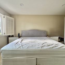 Metal Bed Frame + Box Spring Bed Base, 9-Inch Height + King Headboard 