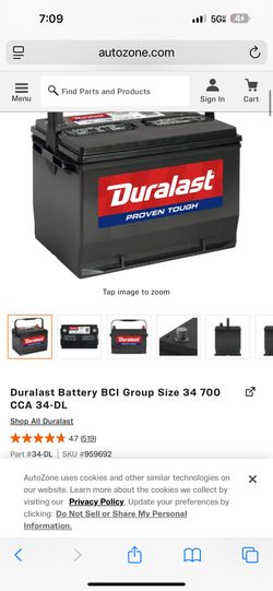 Duralast Battery BCI Group Size 34 700 CCA 34-DL