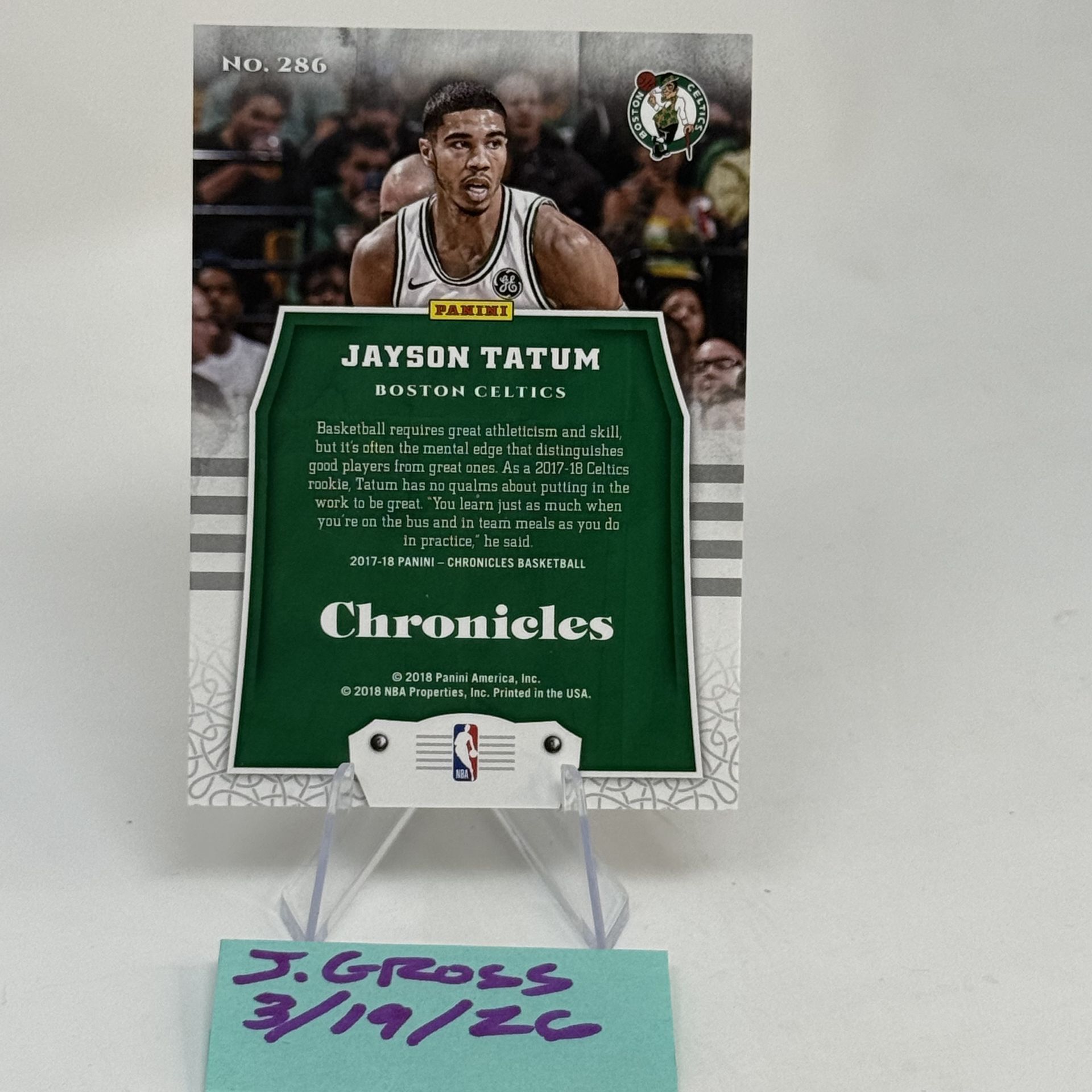 Jayson Tatum ? Rookie Card 2017-18 Panini Chronicles Artist Proof 