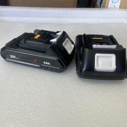 2 Pack 4.0 Ah  Battery - 18V  Lithium Replacement battery for Makita