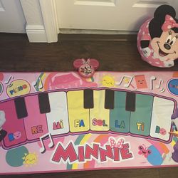 Minnie Mouse Electronic Jumbo Music Mat AND Minnie Plush Disney Pink Music Girl Room Decor 