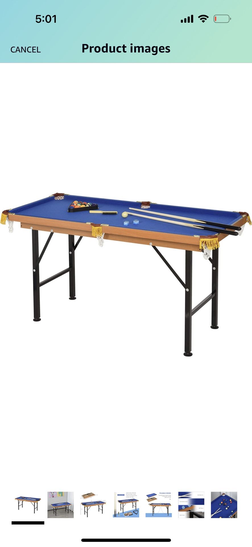 Soozier 55" Portable Folding Billiards Table Game Pool Table for Whole Family Number Use with Cues,