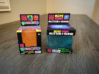 Needoh Gumdrop and blue glitter glow in the dark ice cube