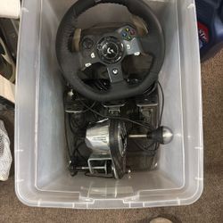 Logitech racing wheel with thrust master shifter