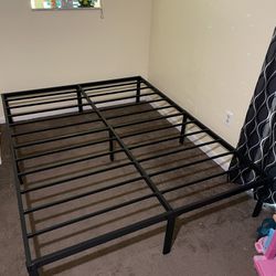 Queen metal Bed Frame Platform. 14” high. bought less than a month ago. Disassembled for transport. 